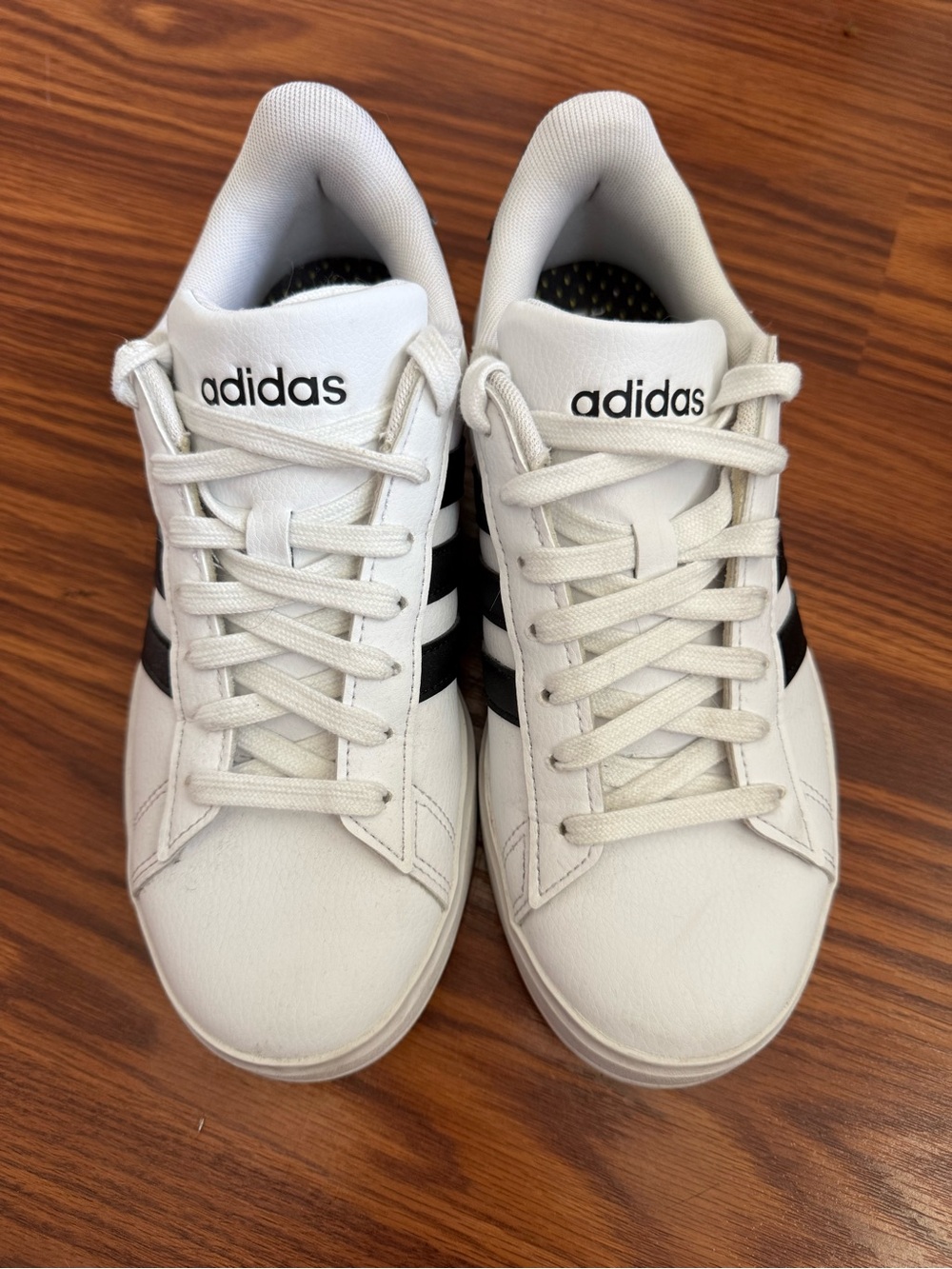 adidas Kids White Sneakers with Black Stripes